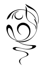 decorative element with stylized leaves and ornate pattern; graphic design