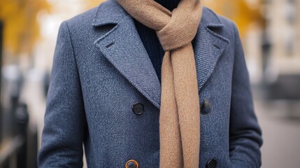 Classic Wool Coat with Scarf – Stylish Winter Day Outfit