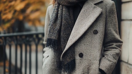 Classic Wool Coat with Scarf – Stylish Winter Day Outfit