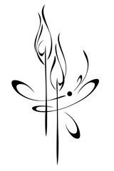 decorative element with stylized leaves and ornate pattern; graphic design