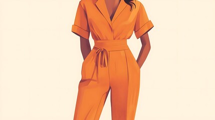 Minimalistic Illustration of a Chic Jumpsuit – Modern Fashion Design