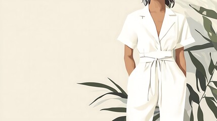 Minimalistic Illustration of a Chic Jumpsuit – Modern Fashion Design