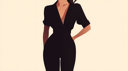 Minimalistic Illustration of a Chic Jumpsuit – Modern Fashion Design