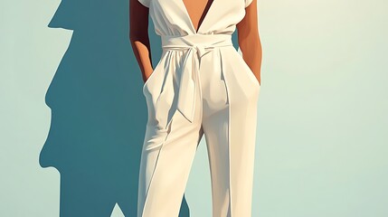 Minimalistic Illustration of a Chic Jumpsuit – Modern Fashion Design