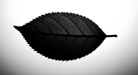Close Up Black Leaf Silhouette.