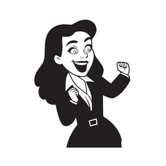 Beautiful Woman in Formal Dress Black and White Illustration Vector Art Design