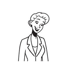 Beautiful Woman in Formal Dress Black and White Illustration Vector Art Design