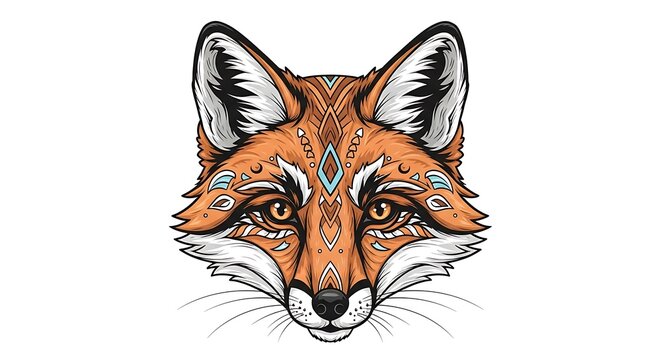 Fox Head Ornate Design.