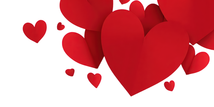 Red Paper Hearts On Black Background