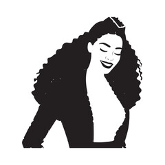 Beautiful Woman in Formal Dress Black and White Illustration Vector Art Design