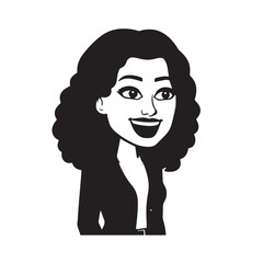 Beautiful Woman in Formal Dress Black and White Illustration Vector Art Design