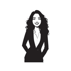 Beautiful Woman in Formal Dress Black and White Illustration Vector Art Design