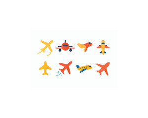 Flat Airplane vector icon design illustration set