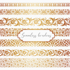 Arabic oriental ornament. Seamless floral pattern. Arabian border