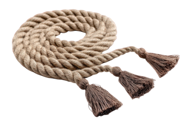 Beige And Brown Twisted Rope With Tassels