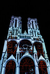 Tableau construction de la cathedrale lors du spectacle Couleurs d'&eacute;t&eacute; &agrave; la cath&eacute;drale de Laon