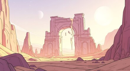 Ancient Desert Archway Landscape.