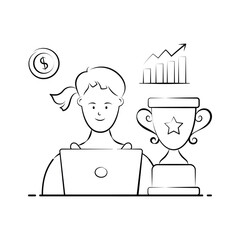 Take your hands on this amazing hand drawn illustration of business achievement