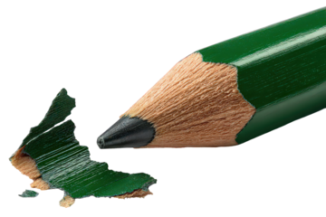 Close Up Of Broken Pencil With Green Tip On Black Background