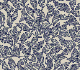 Abstract floral background with leaf seamless pattern with dotted flat style. © andin