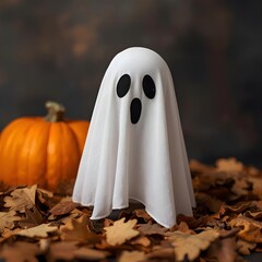 halloween pumpkin and ghost