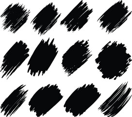Seamless pattern of black paint strokes and ink splashes 