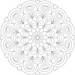 vector illustration of a flower with hearts mandala design