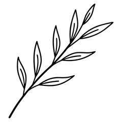 Herbal Twig Line Vector