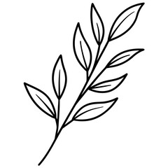 Herbal Twig Line Vector