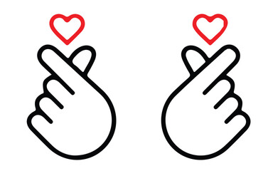finger heart icon set