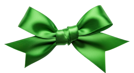 Emerald green ribbon bow decoration isolated PNG with Transparent Background