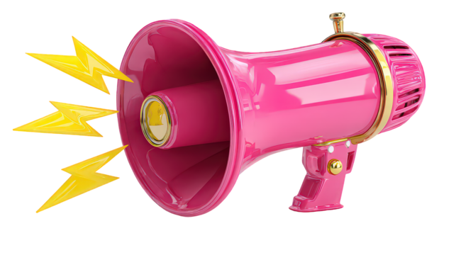 Pink Megaphone with Yellow Lightning