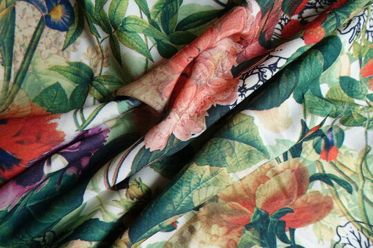 Wrinkled bright and colorful crepe georgette fabric