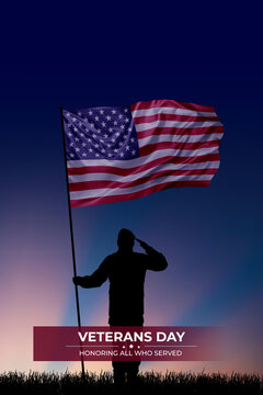 Veterans day card with flag and text USA national day