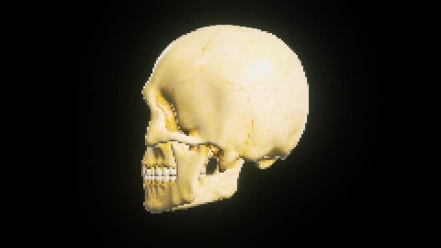 8-Bit Pixel Skull Animation - Gothic Halloween Art 4K