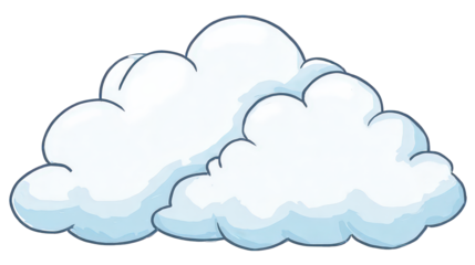 Fluffy White Clouds on Transparent Background