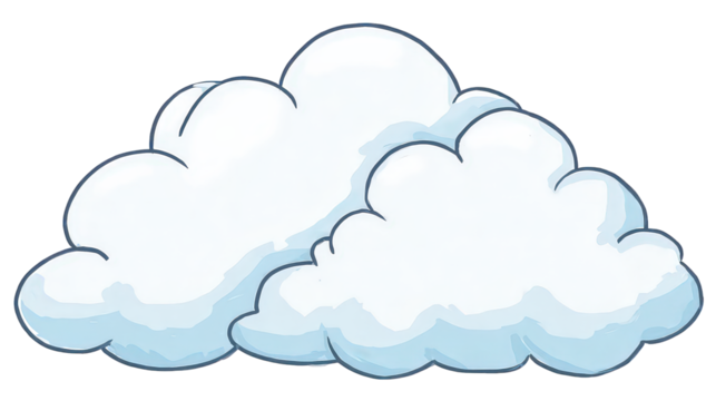 Fluffy White Clouds on Transparent Background