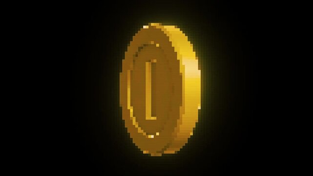 8-Bit Pixel Gold Coin Animation - Gaming Currency 4K