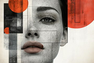 Retro Vintage Psychedelic Collage Representing Schizophrenia and Fragmented Identity, Generative AI