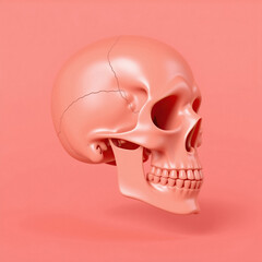 Obraz premium Striking coral skull with intricate cracks a modern artistic statement for design projects
