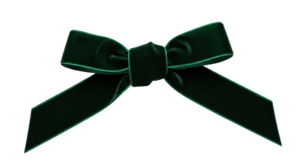 Elegant dark green velvet bow tie isolated PNG with Transparent Background