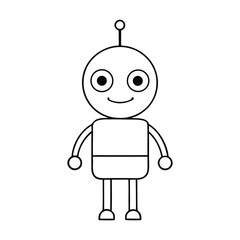  cute robot character with round body and antennas
