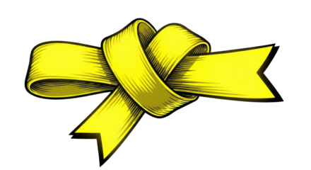 Illustration of a yellow ribbon isolated PNG with Transparent Background