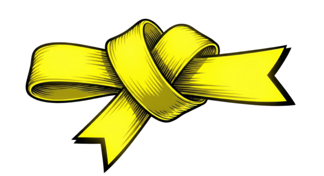Illustration of a yellow ribbon isolated PNG with Transparent Background