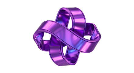 Purple metallic mobius strip knot isolated PNG with Transparent Background