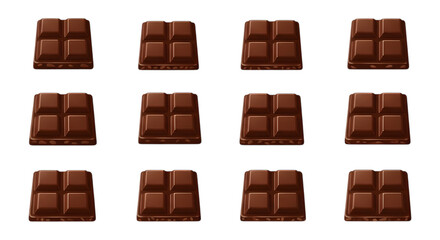 Fototapeta premium Twelve Milk Chocolate Bars: Rich Brown, Glossy, Seamless Pattern, Delicious Sweet Treat