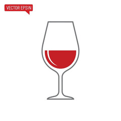 Minimalist outline icon of a glass filled with red wine.