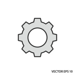 Simple gray gear wheel icon vector illustration.