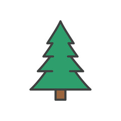 Stylized green evergreen tree icon with a thick outline.