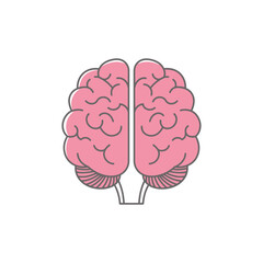 Simple pink human brain icon illustration top view.